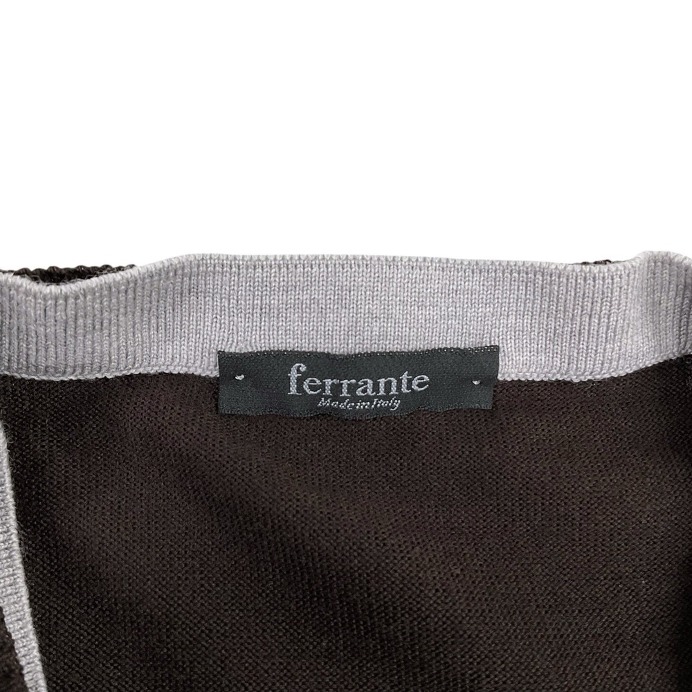 Ferrante Vest Men 54 EU (XXL US) Dark Brown Merino Wool Sweater V Neck EUC - Picture 5 of 13